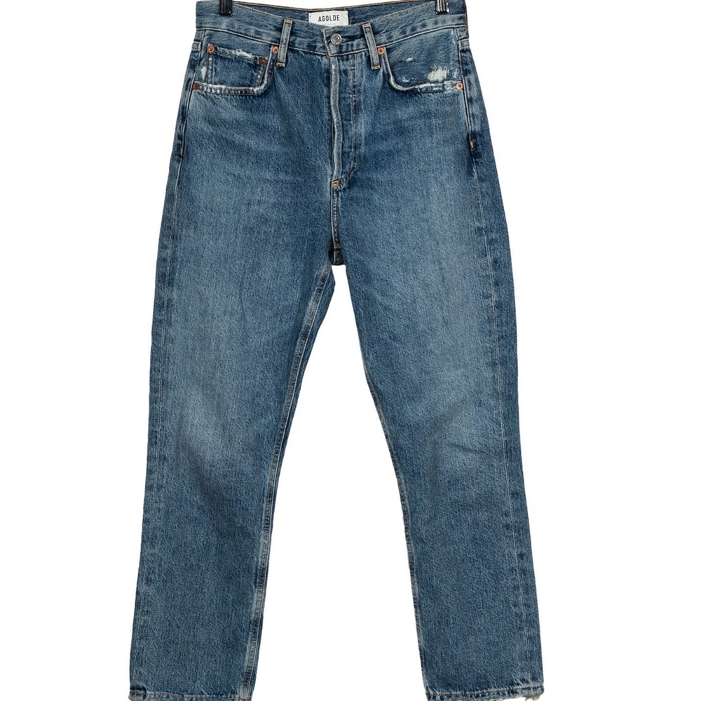 Agolde Medium Wash High Waist Straight Leg Jeans